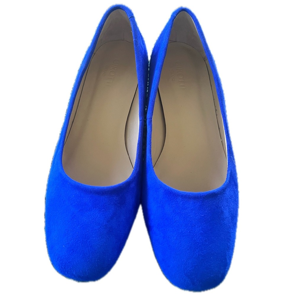 Girotti Milano Royal Blue Suede Block Heel Pumps Round Toe Handmade Size 39 NWOT